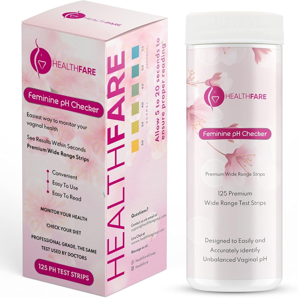 Feminine pH Checker Test Strips to Monitor Intimate Health, Balance pH Level 3.0-5.5 