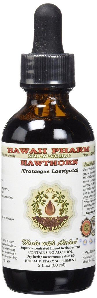 Hawthorn Liquid Extract bez obsahu alkoholu, organický hloh (Crataegus Laevigata) sušený Berry Glycerit 2 oz