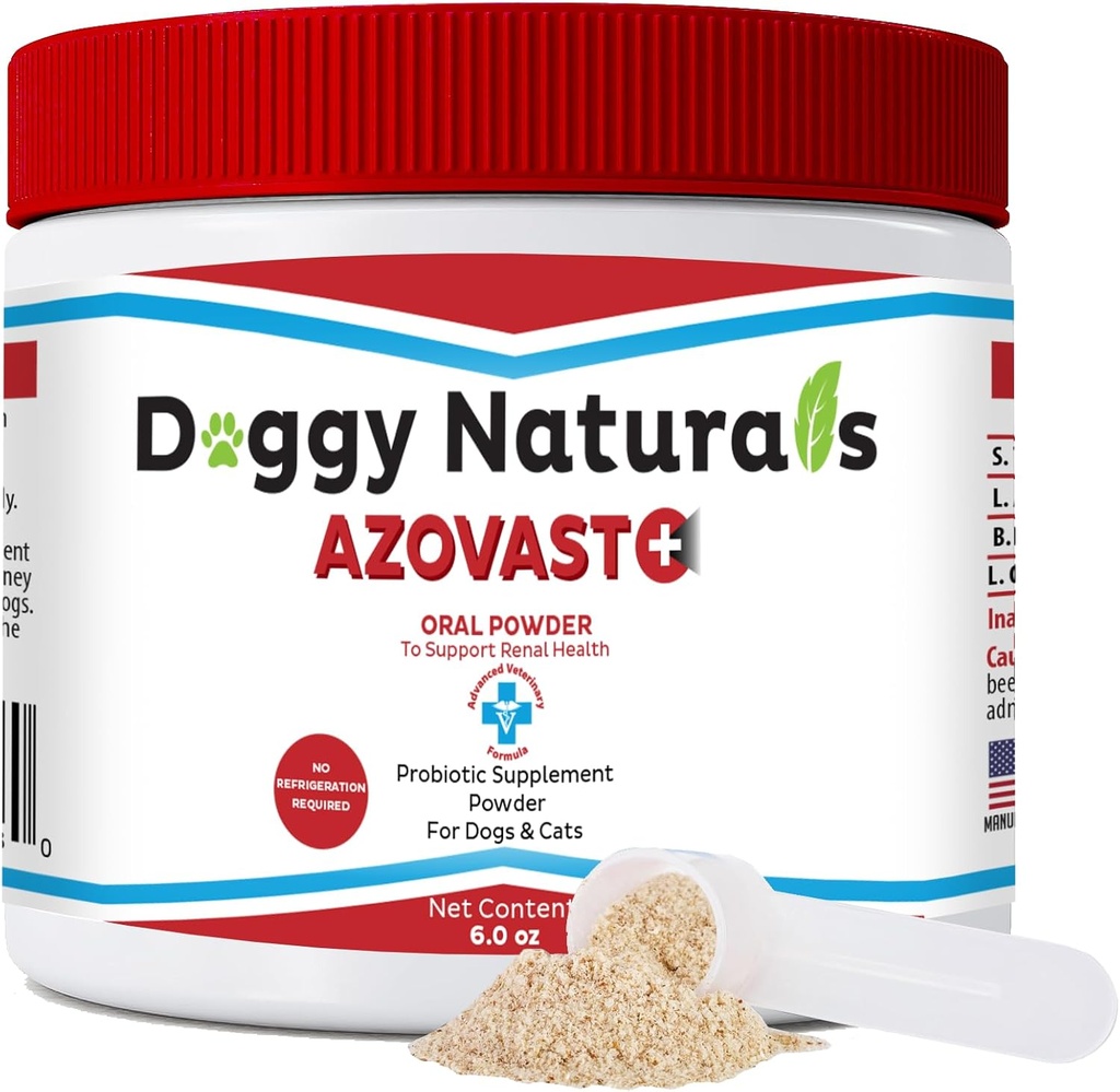 Azovast Plus Doplnky pre zdravie obličiek pre psy a mačky, perorálny prášok (6 Oz) - (120 dávok/jar) ŽIADNE Ochladzovanie - podpora funkcie obličiek a riadenie renálnych toxínov (vyrobené v USA) (6 Oz)