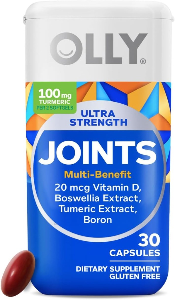 OLLY Ultra Joint Softgels, Boswellic Extract, Turmérium, Vitamín D, Bór, 30 day Supply - 30ct