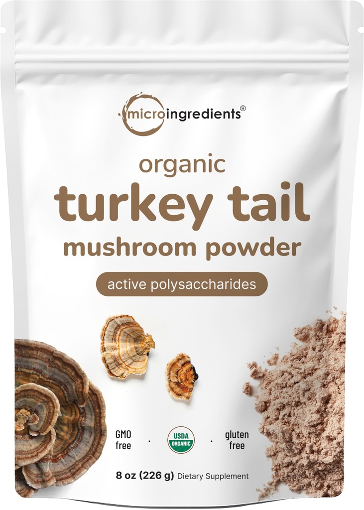 Micro Ingrediencie Organické Turecko chvostové huby prášok (50:1 extrakt), 8 Ounce 