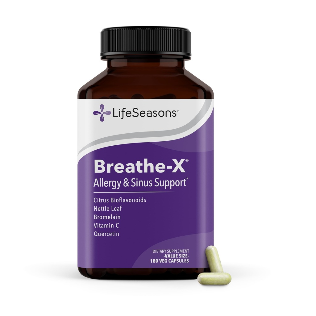 Breathe-X - Allergy & Sinus Relief Supplement - Supports Sinuses & Nasal Discomfort - Non-Drowsy & Fast-Acting - Quercetin, Bromelain, Citrus Bioflavonoids, Nettle Leaf & Vitamin C - 180 Capsules
