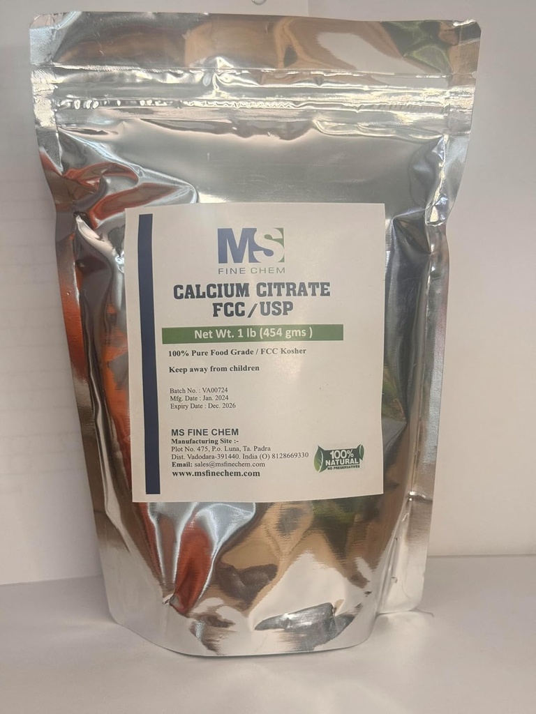 Vápnik Citrát prášok - Citrát vápenatý doplnok, citrát vápenatý 1000mg - bez lepidla, 4500mg (1000mg vápnika) na porciu - 1 LB