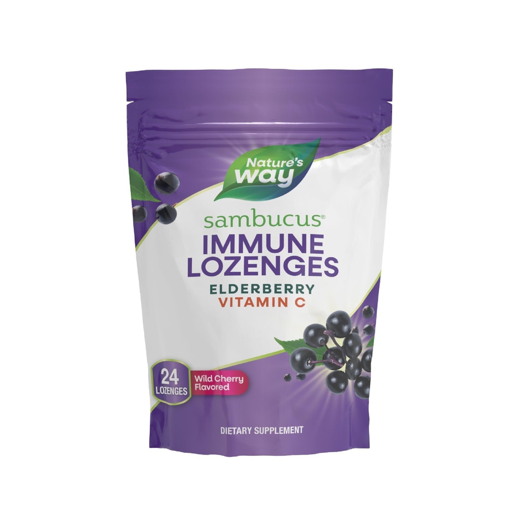 Príroda a spôsob Sambucus Immune Lozenges, vysoká potencie vitamín C, bazy, Wild Cherry Ochutené, 24 Lozenges (Backaging May Vary)