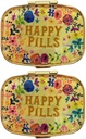 2 balenia Vintage pilulky Organizátory kovové retro pilulky roztomilé pilulky Prípady pre Purse / vrecko Prenosné Kompaktné držať vitamíny / Tylenol/doplnky/Meds/tableta(Happy pilulky so zrkadlom vnútri)