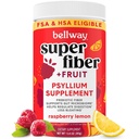 Bellway Super Fiber Powder + ovocie, bez cukru Organic Psyllium Husk prášok Fiber Supplement for Regularity, Bloating Relief & Gastive Health, Plant-Based, Malinová citróna (50 servings)