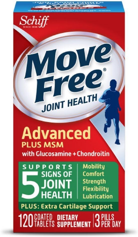 Move Free Advanced Plus MSM, 120 tablets - Joint Health Supplement with Glucosamine and Chondroitin (Pack of 12)