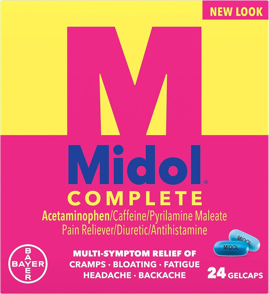 Midol Menstural Complete, Gelcaps, 24 ot