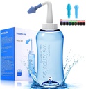 Darate Neti Pot Sinus Rinse fľaša, Nos čistiaci tlak opláchnuť nosné zavlažovanie pre dospelých a deti BPA zadarmo s lepidlom termometer (500ML)