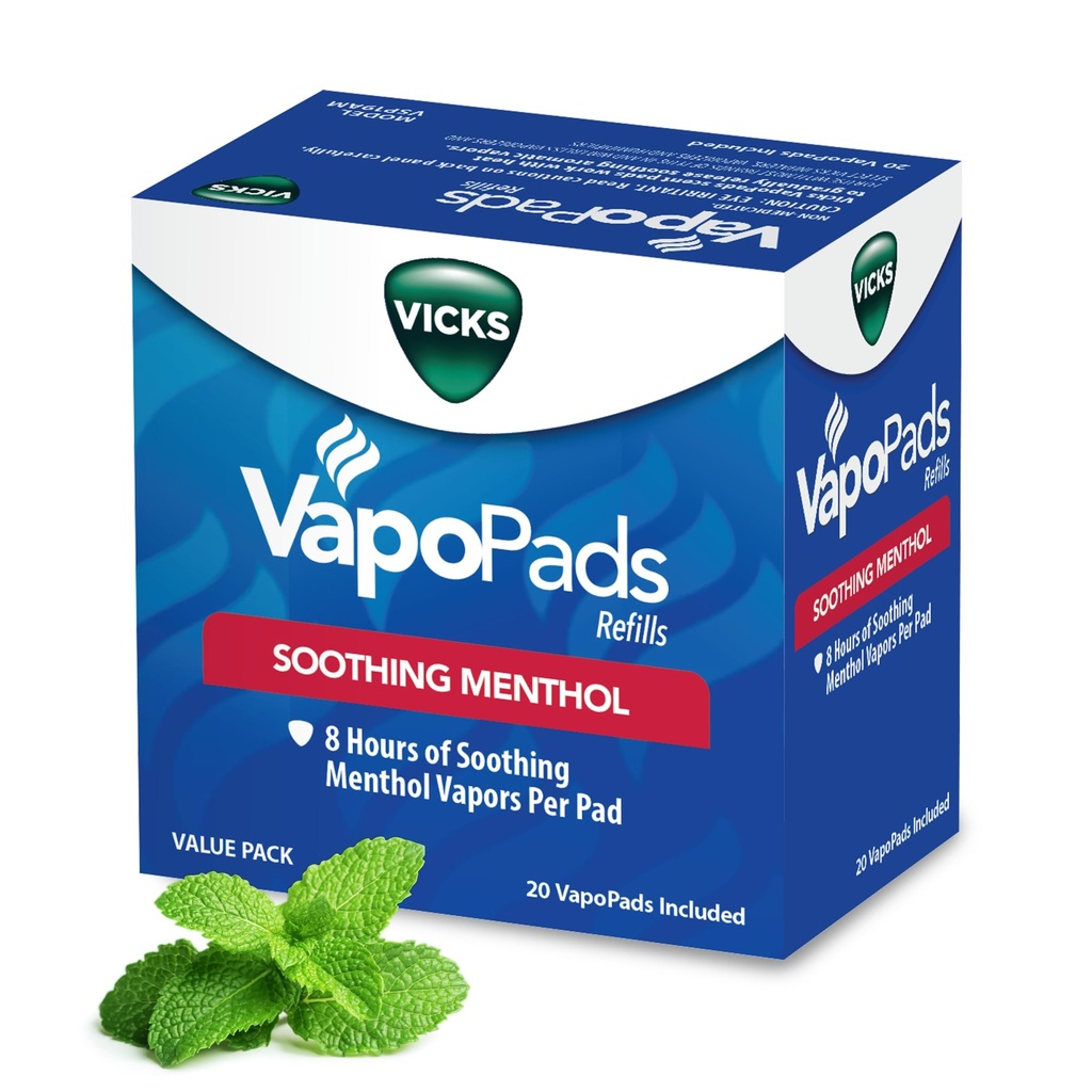 Vicks VapoPads Original Mentol Scent - Vapor Pads Refill for Vicks Zvlhčovače a parné inhalátory, Vôňa Pads for Congestion and Cough Relief, 20-Pack, Box Color May Vary