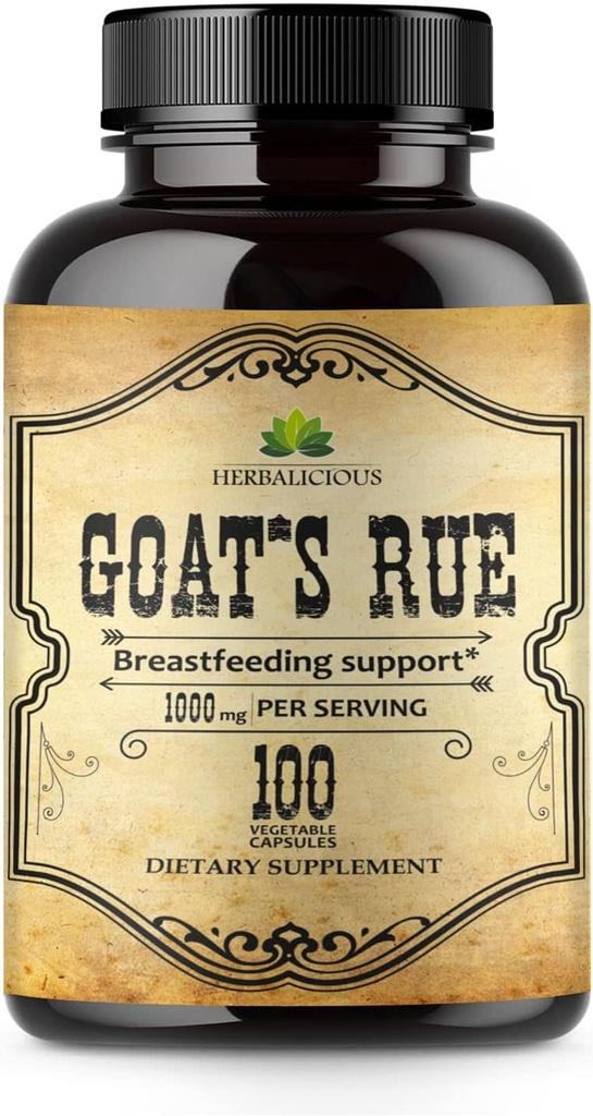 HERBALICIOUS Haís Rue Kapsule 1000mg - Prírodné kozy Rue bylinné doplnok - Prírodné Galega Officinalis pre dojčenie - Výroba materského mlieka Doplnok stravy Podpora - 100 Caps