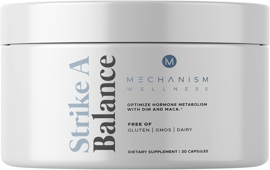 Strike Balance Hormonal Balance Doplnky s DIM Maca Energia Mood Metabolizmus prostaty PMS Menopauza Podpora non-GMO, 30 Kapsule