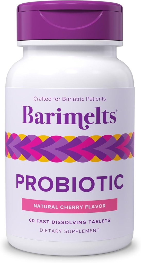 Barimelts Probiotic, 5 miliárd CFU - 60 Fast-Dissolving Tablets (2-Mesiac dodávky) - Bezcukrové probiotiká pre ženy, Podpora zdravia Gut po Bariatrickej chirurgii, Prírodné Cherry Flavor