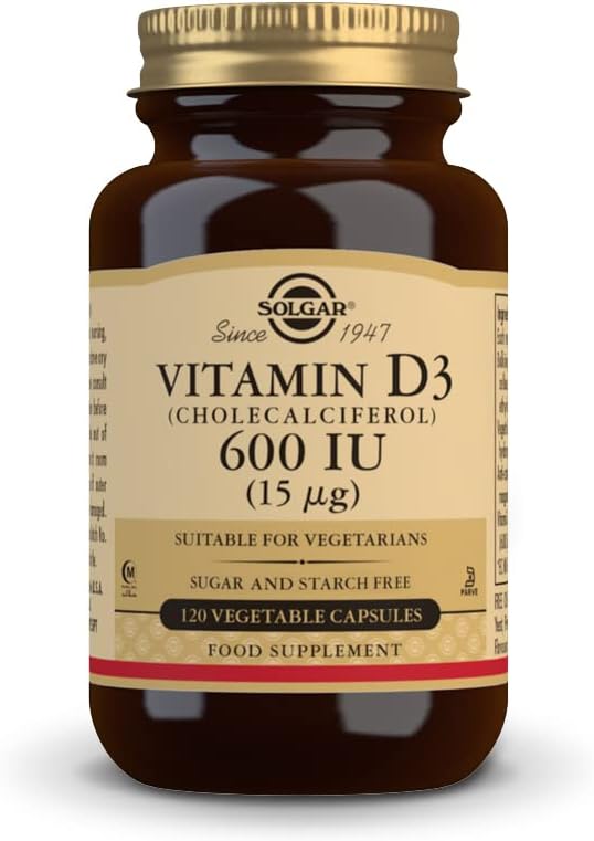 Solgar Vitamín D3 (Cholekalciferol) 15 μg (600 IU), 120 Rastlinné kapsuly - Pomáha udržiavať zdravé kosti a zuby - Imunitná podpora - Non-GMO, Gluten Free, Dairy Free, Košer, Halal - 120 Servisné služby