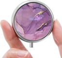 Mini Pill Box, Small Pill Box, Prenosné Pill Box, Roztomilé pilulky Organizátor pre vitamíny, lieky, Rybí olej a doplnky (Purple Marble)