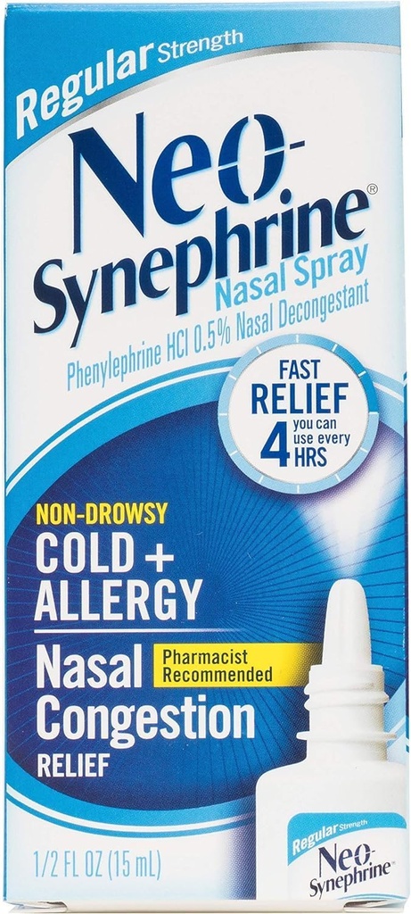 Neo-Synefrín Nosový dekongestančný sprej Pravidelná sila 0,50 oz (BALENIE Z 3)