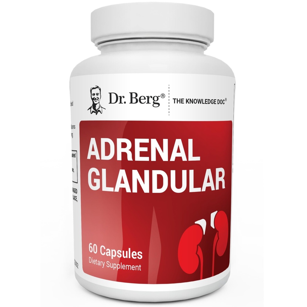 Dr. Berg Adrenal Glandular - Hormone Balance Formula, ktorá podporuje zdravé adrenálne funkcie - Adrenal Suplement podpory - 60 Kapsule