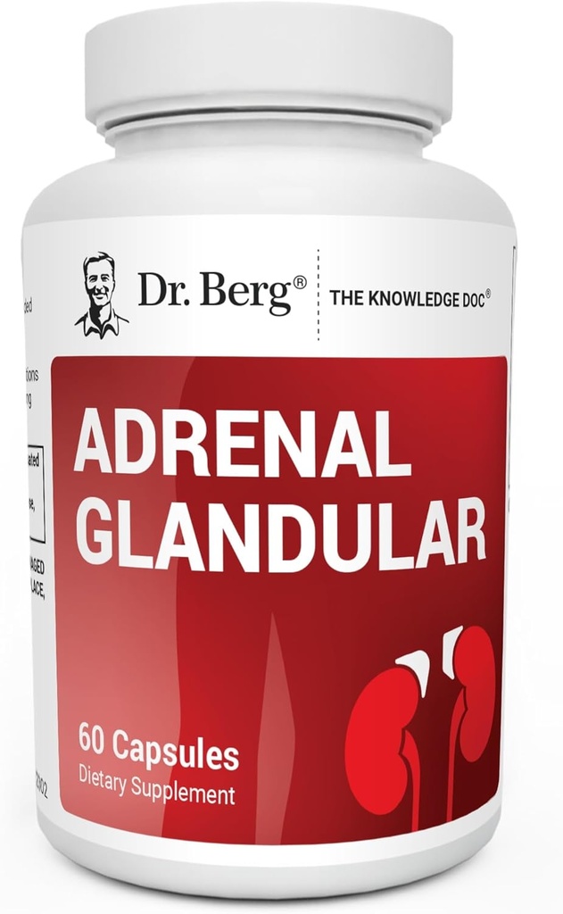 Dr. Berg Adrenal Glandular - Hormone Balance Formula, ktorá podporuje zdravé adrenálne funkcie - Adrenal Suplement podpory - 60 Kapsule
