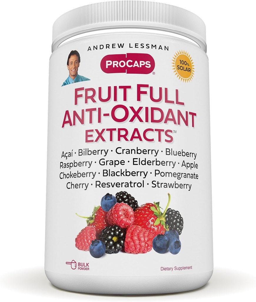 ANDREW LESSMAN Ovocie plná anti-oxidant extrakty prášok 600 slúži - 14 prírodné ovocie a Berry extrakty. Čučoriedky, brusnice, Hroznové semeno, granátové jablko, rezveratrol a ďalšie.