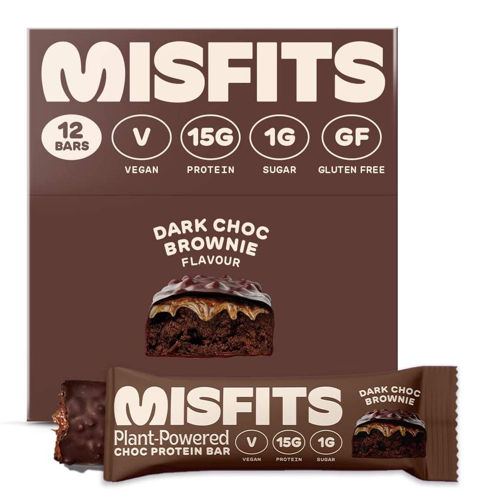 Misfits Vegan Protein Bars, Dark Chocolate Brownie - Pôvodné recepty 