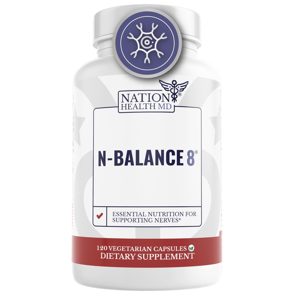 N-Balance8 - Nerve Support Formula - Nerve Support Supplement with Alpha Lipoic Acid, Benfotiamín a ALA - Nerve Health Supplements for Men & Ženy, 60 Kapsule
