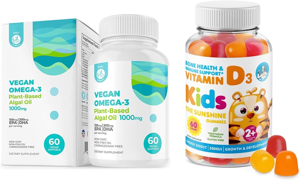MORITZ vitamín D Gumičky pre deti a dospelých a Vegan Omega 3 Softgels