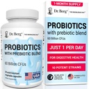 Dr. Berg Probiotic Supplement (60 miliárd CFU) - Pomáha upokojiť príležitostné zápcha, hnačka, plyn & Bloating* - Pre a probiotiká pre Tráviace zdravie - 30 probiotických kapsúl
