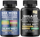 Morské machy a shilajit Morské machy Čierne semená Olej Ashwagandha Ginger&shilajit rhodiola rosea panax Ženšen (120 Počet)