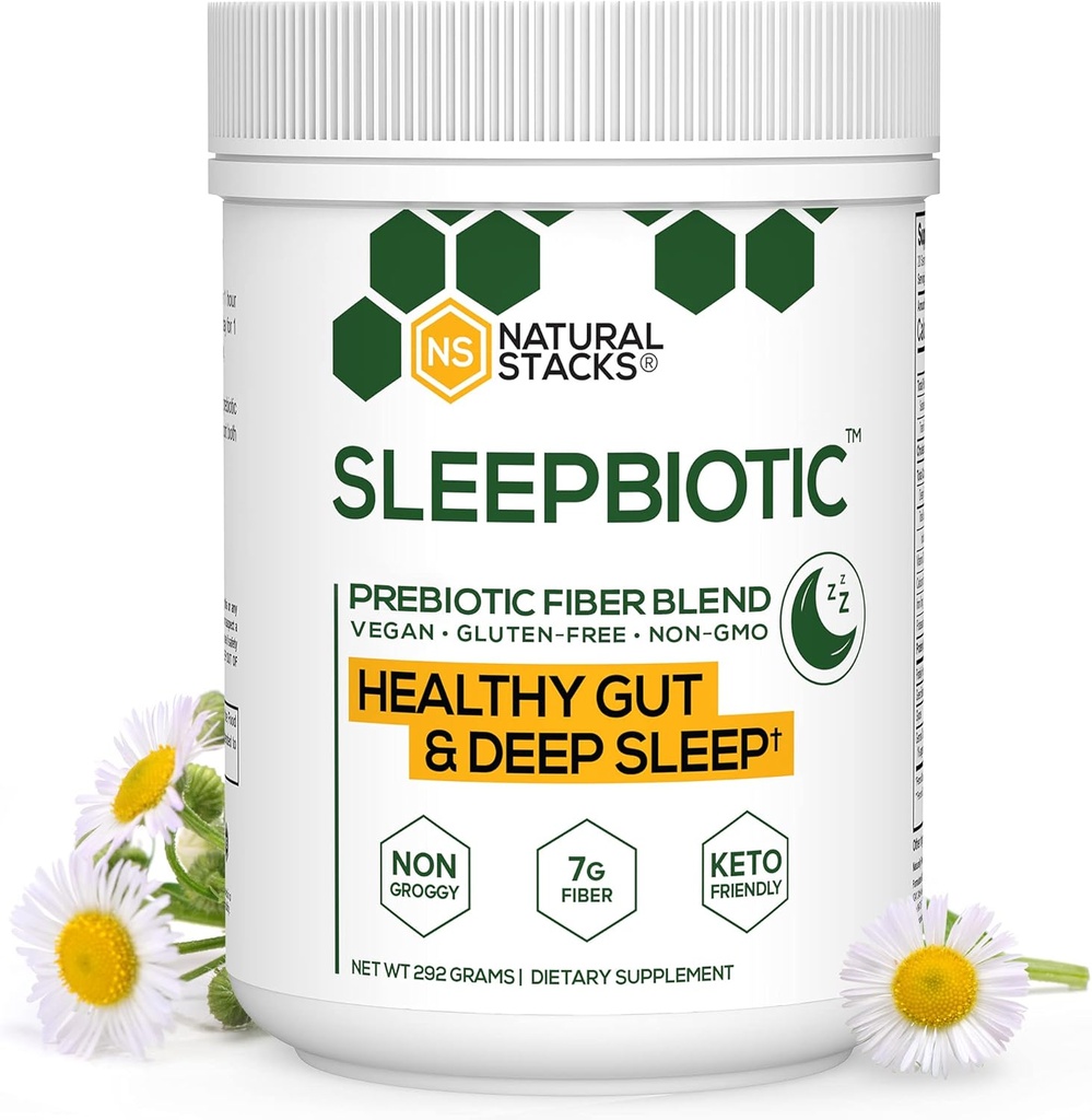 SleepBiotic Prebiotic Fiber Blend - Prebiotické Fiber Powder w/Nemecký harmanček a zelená Banana múka - Prebiotický prášok Fiber Supplement for Healthy Gut 292g [20 porcií]