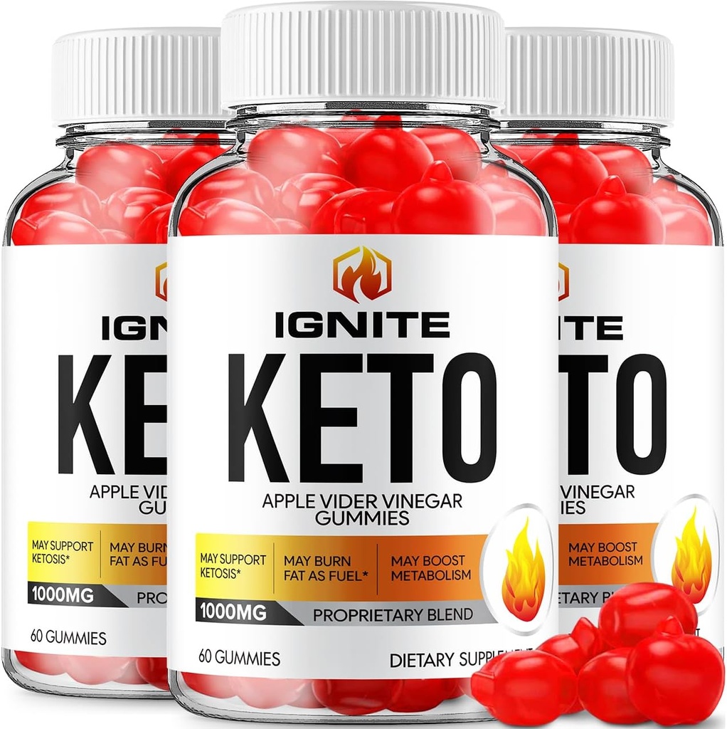 (3 balenia) Ignite Keto ACV Gummies - Advanced Formula Ignate Keto Plus ACV Gummies Apple Cider Ocogar Ignite ACV Dietary Supplement (180 Gummies)
