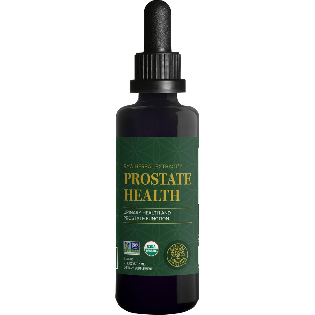 Global Healing Organic Prostate Health - Mens Health Supplement - Prostata Doplnky Pomoc močového mechúra Control, Časté Ureination Relief Znižuje kúpeľňové výlety - 2 Fl Oz