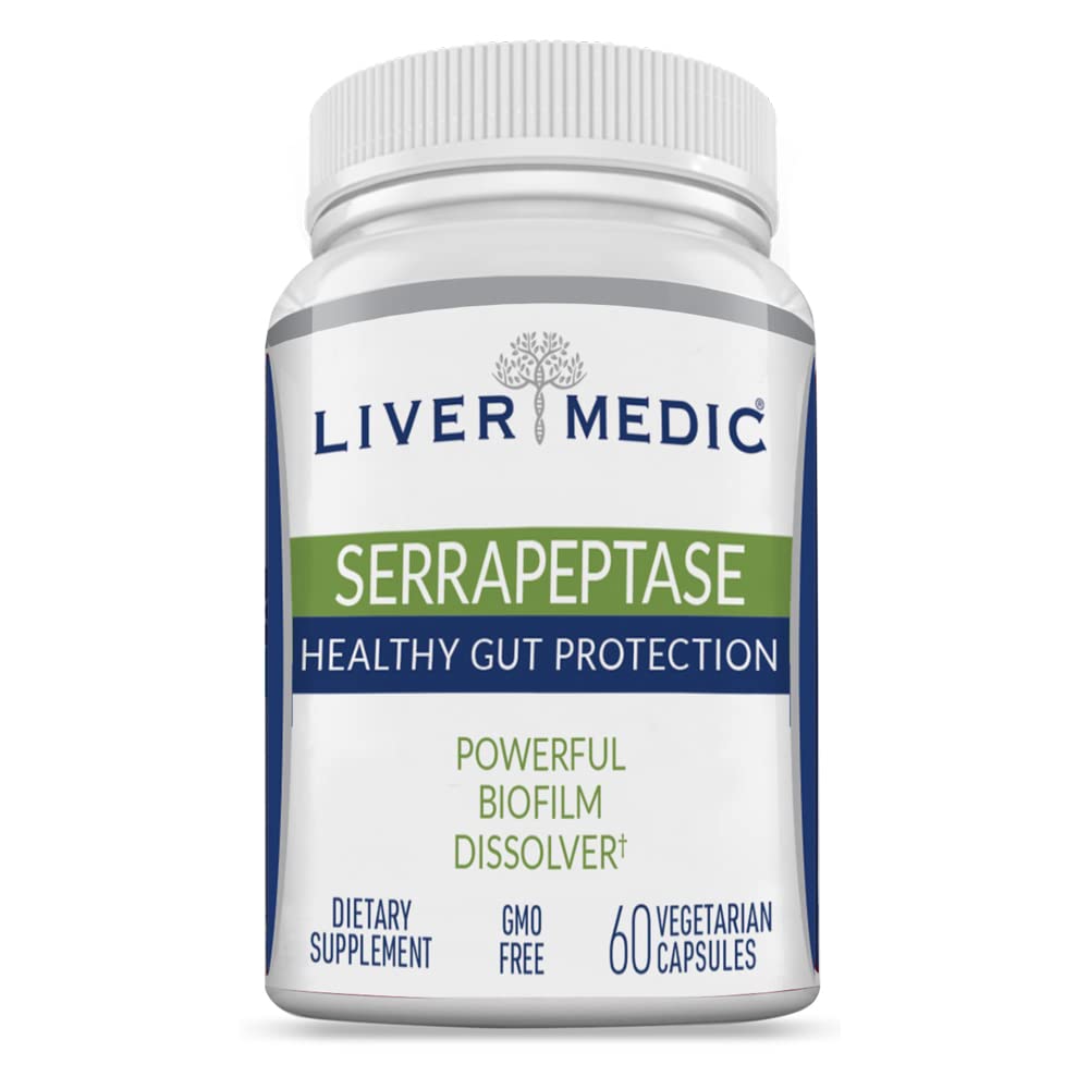 Serrapeptáza Pure Digestive Proteolytic Enzymes Enteric Coated Premium Healthy Gut Protection and Vegan Liver Suplement for Sinus, Respiration and Gut Health NonGMO (60 Caps)