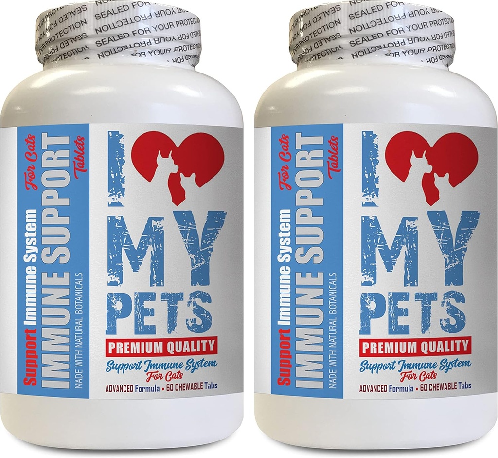 I LOVE MY PETS LLC Alergická úľava pre mačky - CAT Immune Support - Booster - Zdravé doplnky - Mlieko Tolela pre mačku - 120 Treats (2 fľaše)