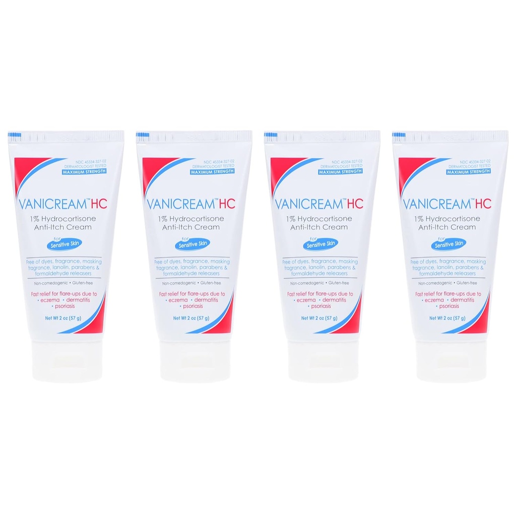 Vanicream HC 1% Hydrokortizón Anti- svrbenie Cream - 2 oz, balenie po 4