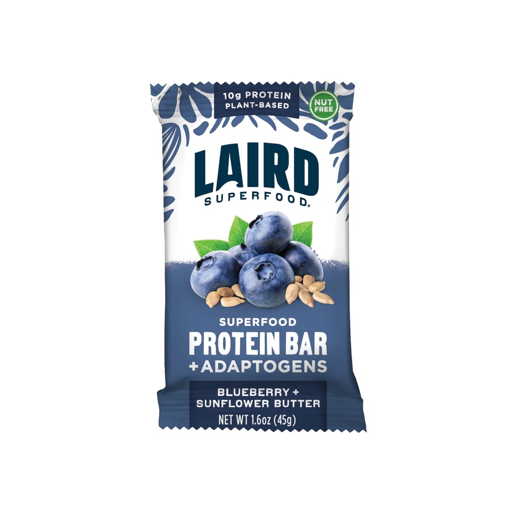 Laird Superfood Funkčné proteínové tyčinky, Bielkovina Bar, ale lepšie s skutočnými zložkami, Funkčné Huby 10g Rastlinný proteín, 6g Fiber, Čučoriedkové slnečnicové maslo, 10 počet (Pack of 1)