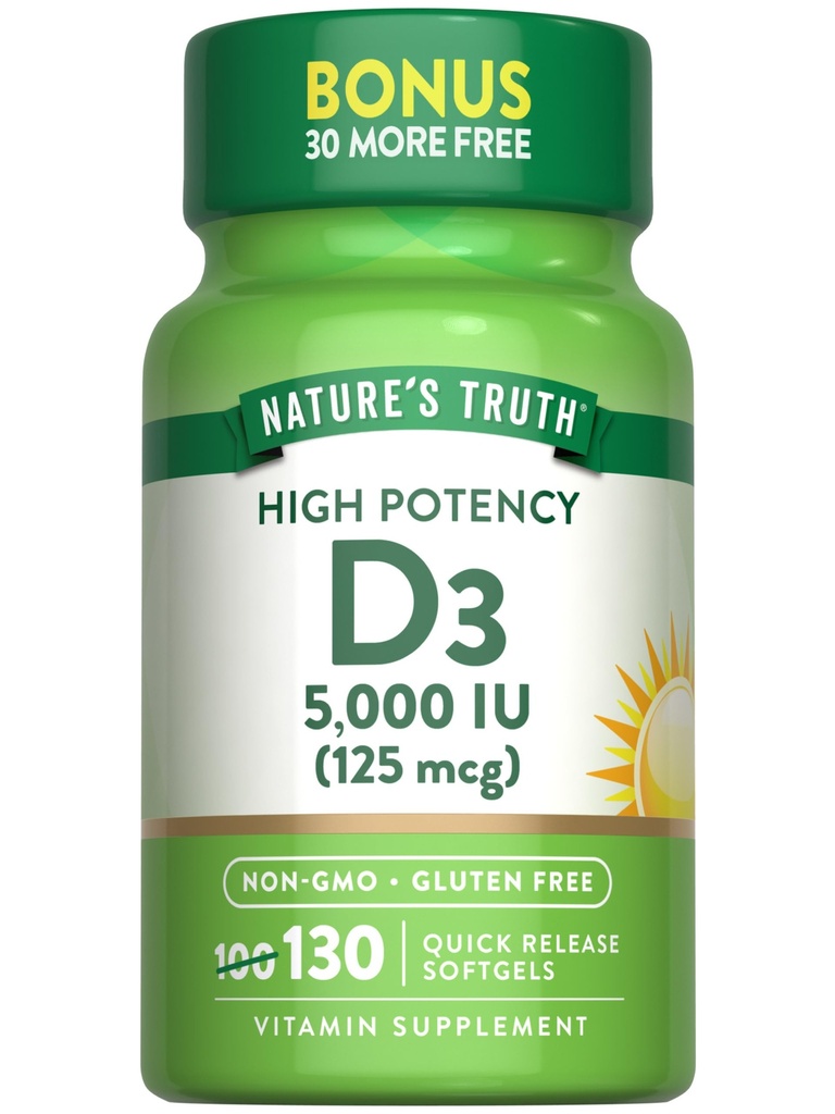 Pravda prírody vitamín D3 5000 IU Softgels 