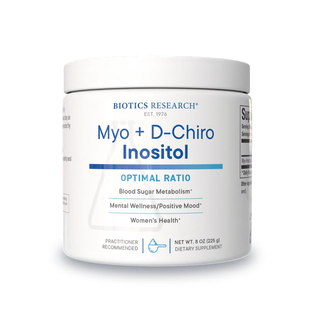 Biotics Research Balanced B8 Powder, Myo inozitol a D Chiro inozitol, 40:1 Ratio, Ženy Zdravie, Neurálna komunikácia, Metabolizmus tuku, Cievne zdravie, Rast vlasov 8 Ounces