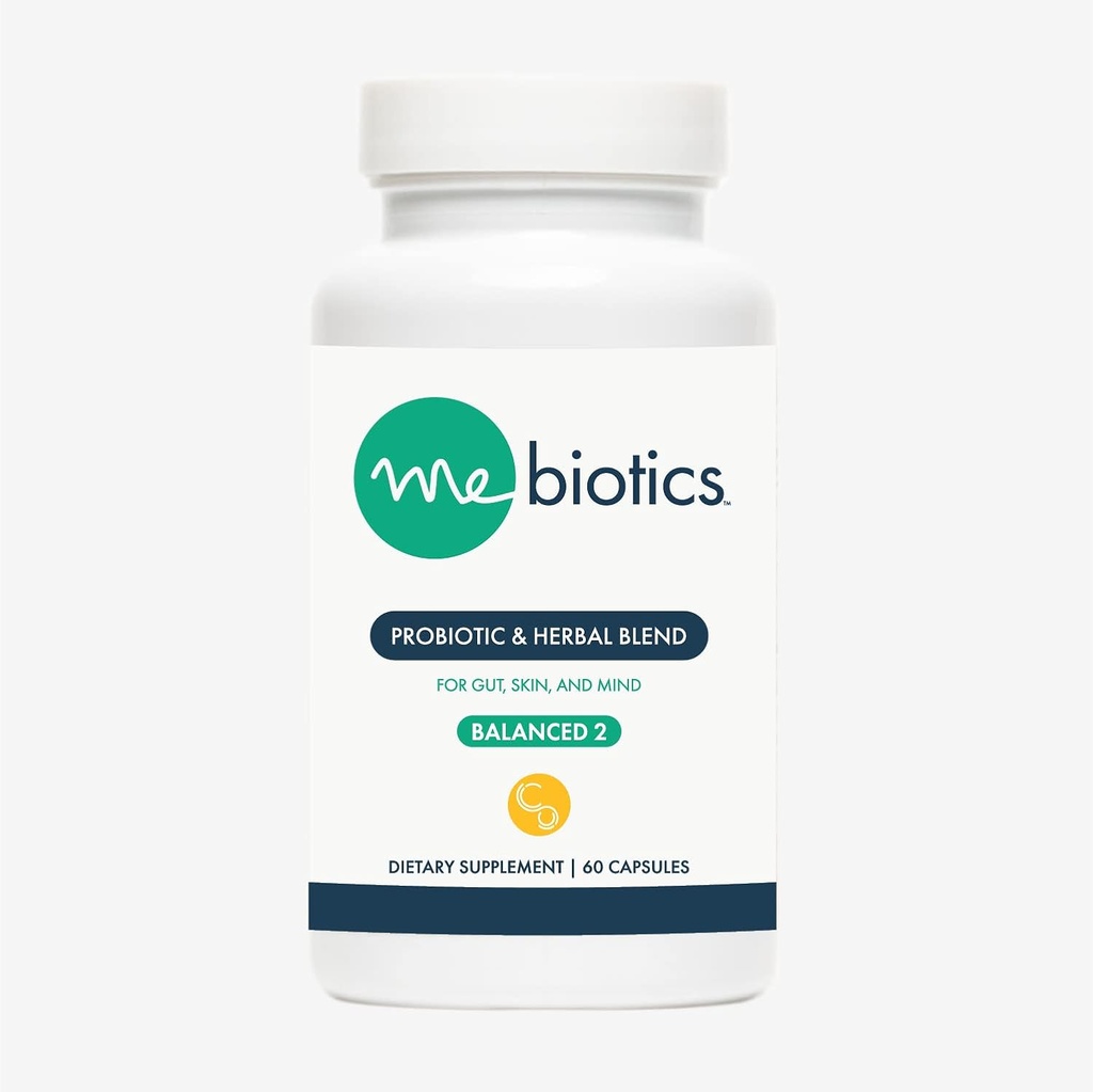 Mikrobiome Labs Mebiotiká Probiotiká a bylinné doplnky Vyvážené 2 - Bacillus Subtilis & Lemon Balm pre pokožku + zdravie Gut - Orálne probiotiká na podporu Gut, Mind & Skin (60 počet)
