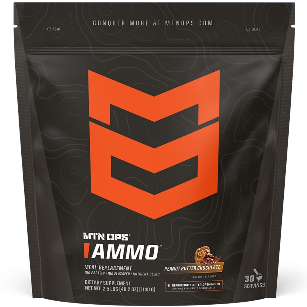 MTN OPS Ammo Protein Powder Meal Replacement Shake for Lean Muscle Building, 28 Servings, Arašidové maslo čokoláda