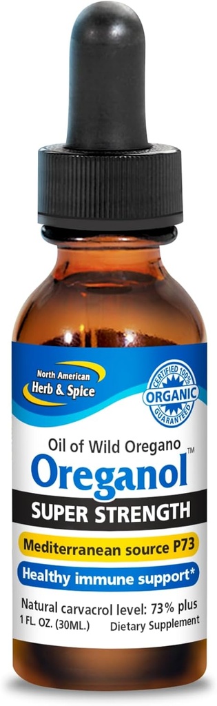 SEVERNÉ AMERICAN HERB & SPICE Super Strength Oreganol - 1 fl. oz. - Nespracované, Wild, Organic Oregano Oil - Mediterranean Source P73 - Non-GMO - 432 Servings