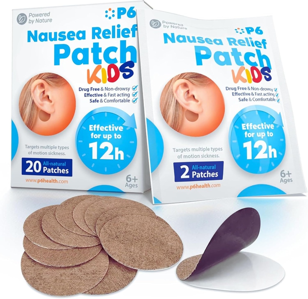 P6 Motion Disease Patches for Kids - All Natural Sea Disease Patches for Cruise and Car - Non Drowsy Motion Patch for Children - Safe Motion Disease Patch for Travel