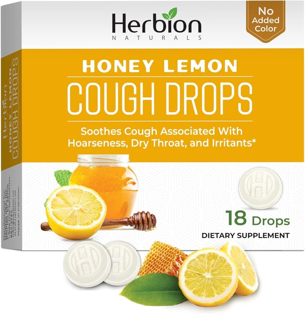 HERBION Naturals Kašeľ kvapky, Dietary Supplement, Upokojuje Kašeľ, pre dospelých a deti viac ako 6 rokov, bez umelej chuti, bez pridaného farbiva (18 počet (pack of 1), med citrón)