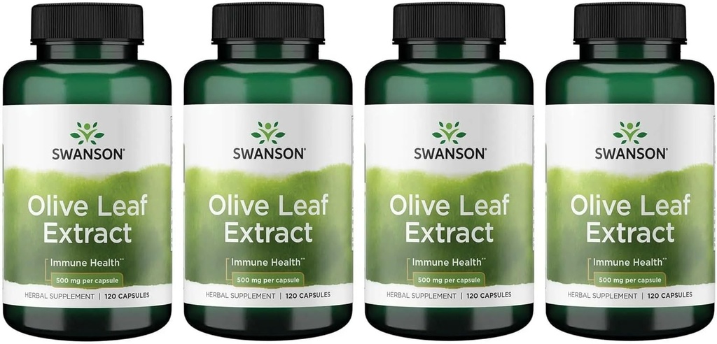 Swanson Olive Leaf Extract Kapsule s 20% Oleuropein - (120 Kapsule, 500mg Každá) 4 fľaše