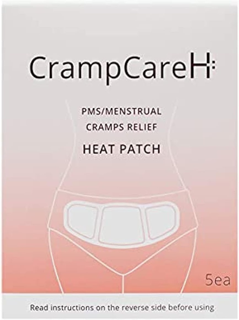 (5 Patches) CrampCareH PMS/Menstrual Cramps Relief Heat Patch with Wide Wings, FDA Registrovaný
