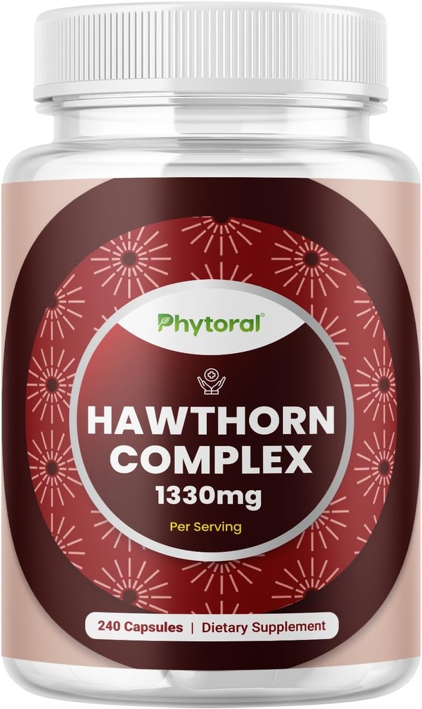Vysoká sila Hawthorn Berry Kapsule - Pure Antioxidant Hawthorn Berry Supplement with Leaf & Flower Extract 4:1 pre Zdravé srdce a zažívanie - Energetická podpora pre mužov a ženy - 240 Počet balení