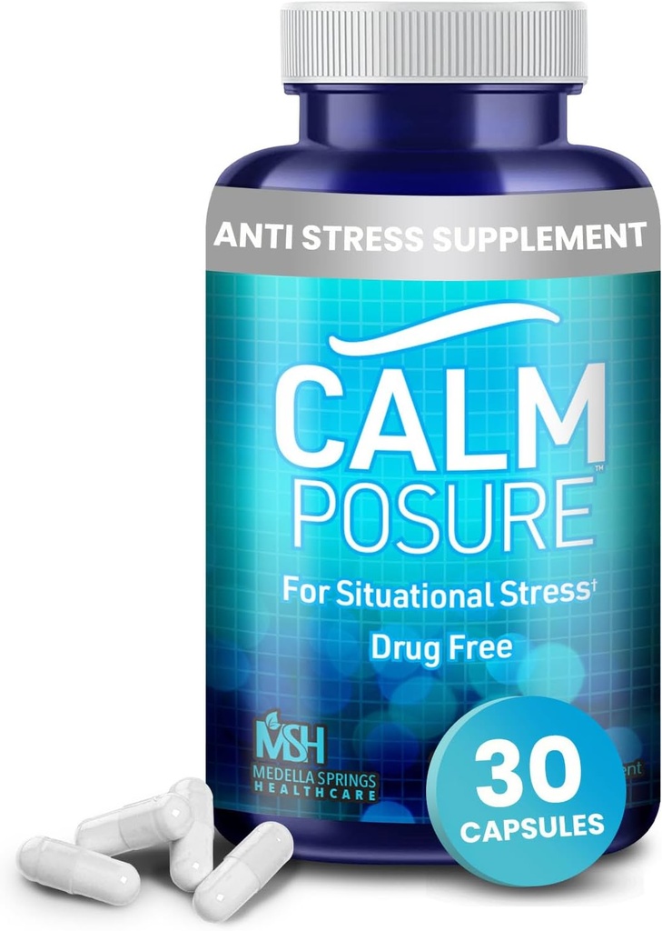 Anti Stress Supplement - 30 Kapsule - Upokojujúce doplnky pre dospelých s horčíkom a vitamínom C - Prírodné tabletky na podporu stresu - Pokojné kapsule pre ženy a mužov - Stres Vitamíny denne