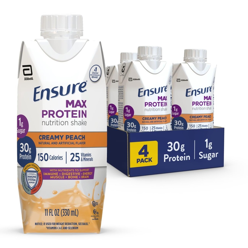 Zaistiť Max proteín krémová broskyňová výživa Shake 30g Protein, 1g Cukor, 4g Fiber Blend 4 balenie