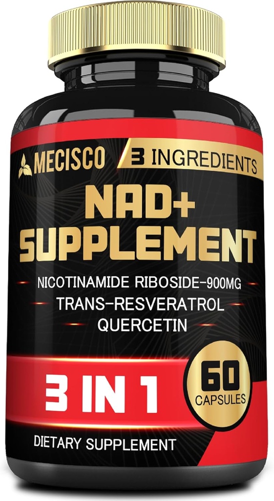 3in1 NAD+ doplnok 1200Mg - nikotínamid Riboside s Trans Resveratrolom a Quercetinom - bunková aktivita, imunita, starnutie zdravia - 60 počet zásob na 30 dní