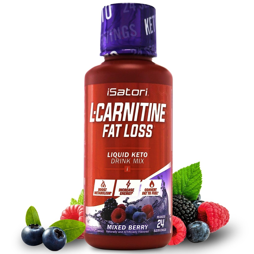 iSatori L-karnitín 1500, Triple-Blend Liquid L karnitín Supplement, s Acetyl & Tartrate, Stimulant Free Energy, Nízke kalórie, Cukor alebo lepidlo, Keto-Friendly, Mixed Berry Flavor (24 Servings)