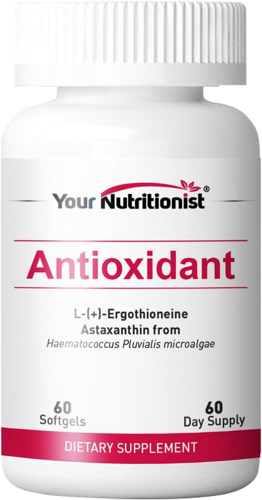 Antioxidant Softgel - Astaxantín z Algae, Ergotioneine - 60 grófov, 60 dní